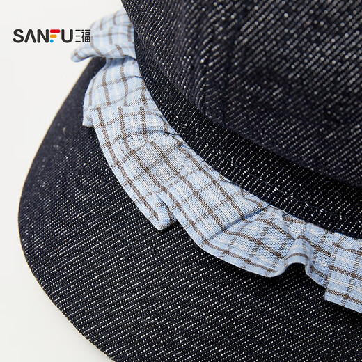 Sanfu (SANFU) Japanese hard brim ruffled octagonal hat sweet temperament literary and artistic clothing accessories hat 853460 blue one size
