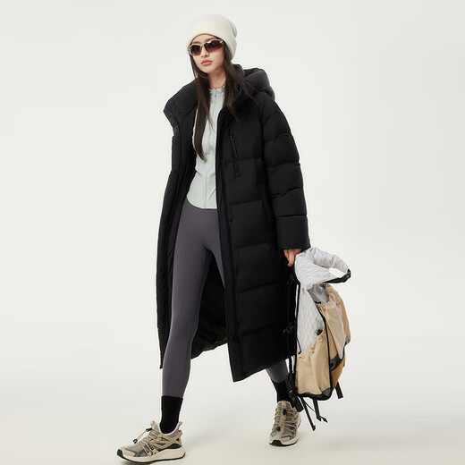 Tambor Down Jacket Women's Long Puff New National Standard 90 Fleece Hooded Fashion Winter Warm Jacket Black 165