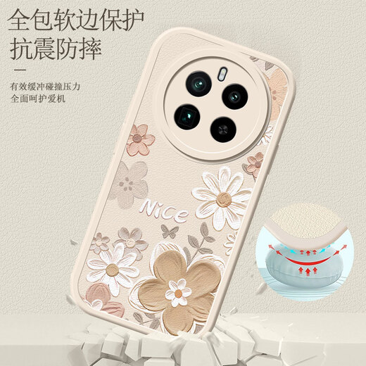 浅笙Realme真我GT5Pro手机壳GT5 Pro新款保护套RMX3888硅胶软壳gt 5pro镜头全包5G防摔外壳小清新少女 【油画花-白色】送挂环+保护膜 Realme真我GT5Pro