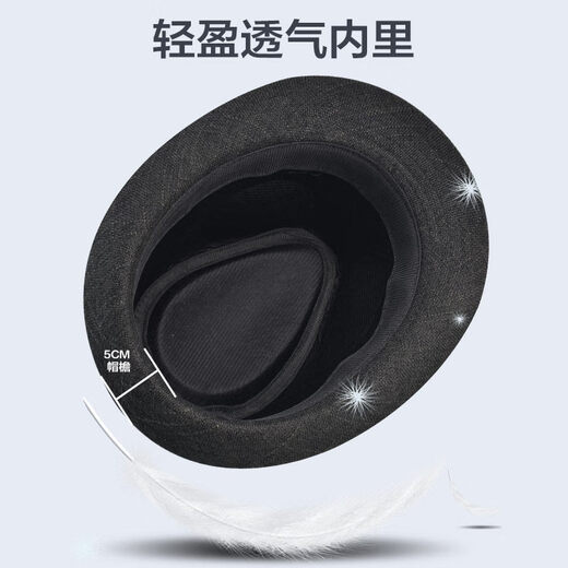 Top hat for middle-aged and elderly men, high-end autumn and winter woolen British retro men's top hat, wide-brimmed gentleman's hat, one-size-fits-all design, black, woolen with velvet, three-piece set, one-size-fits-all (around 58 head circumference), generally suitable