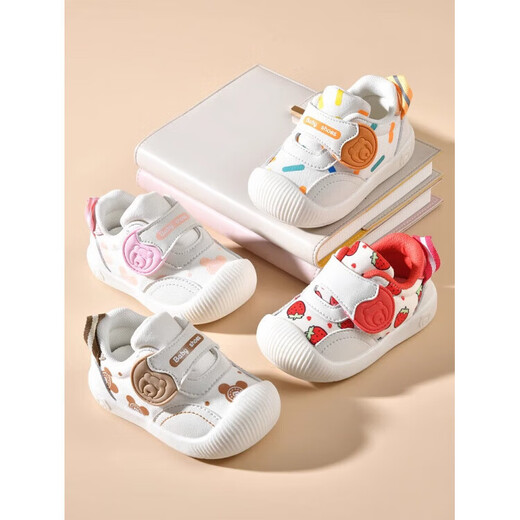 Dr. Kong (DR KONG) toddler shoes for boys, autumn new soft-soled non-slip baby shoes for girls aged 0 to 1-3 years old, pink bear, label cut and removed from the cabinet 21, inner length 13.5cm