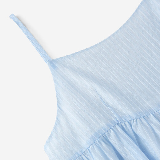 YEEHOO Children's Skirt Girls Lyocell Breathable Dress Summer Strap Square Neck Casual Simple Dress Blue 110 cm