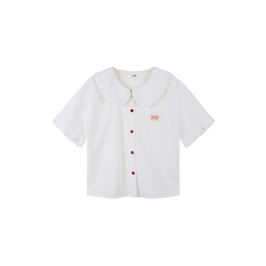 Xiaoyinman children's clothing girls pure cotton doll collar shirt 26 mid-summer big children loose breathable cute versatile tops