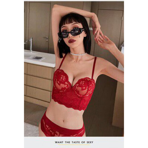 Victoria's Secret Victoria's Secret Underwear Women's Red Sexy Side Breast Retracting Lace Bra Set Ben Ming Nian Red Set 70A 32 Push Up Side Breasts Reducing