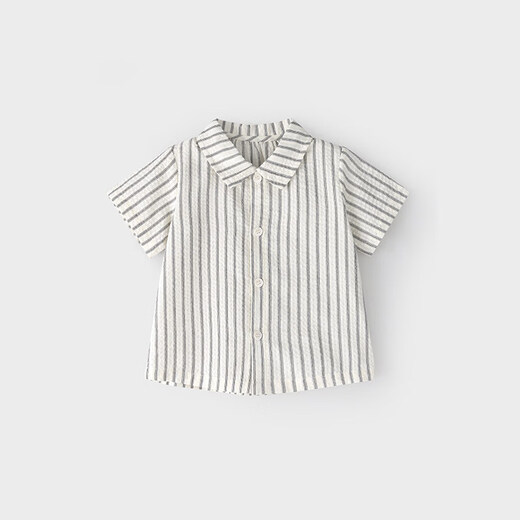 Koala nose light casual stripes literary and refreshing style children's spring and summer multi-color versatile shirts textured tops khaki stripes 80