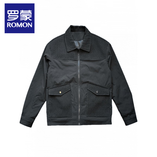 ROMON spring and autumn new trendy brand splicing design lapel jacket men's handsome fashion casual trendy slim jacket black M 90-110Jin Jin equals 0.5 kg