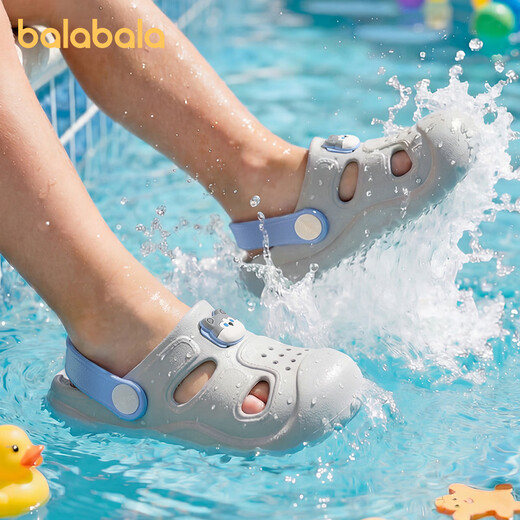 Balabala children's shoes, children's slippers for boys and girls, 2026 new summer three-dimensional cartoon cute pet hole sandals, gray tone 00322 20 (inner length 14, suitable for foot length 13.5-14)