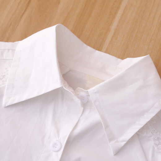 JD Logistics Children's Clothing Girls White Shirt Children's Spring Fashion Versatile Lace Shirt Spring and Autumn Top White 140 Recommended height 130cm-140cm