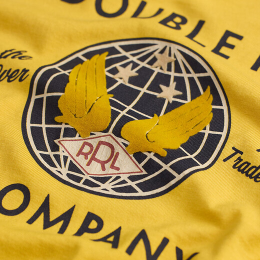 RRL Men's Spring 26 Garment Dyed Cotton Jersey Graphic T-Shirt RL95795 700-Vintage Yellow M