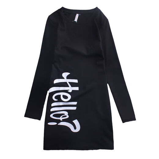 Zhidoudou Plus Velvet 2022 Frühling Neues Frauen-Top Koreaner schlanker runder Hals Langarm T-Shirt mit mittlerer Länge Basishemd für Frauen 6627 Schwarzer Sder Spring und Herbst ohne Samt M 75-100jin [Jin gleich 0,5 kg]