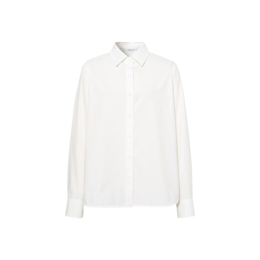 Eveli Jiang Xin's same style anti-wrinkle basic right shoulder version workplace commuting cotton shirt women's 2026 spring new small top white S 80-105Jin Jin equals 0.5 kg