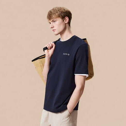 JACK&JONES Easy Seagull Series 26 Summer Short-Sleeved T-Shirt Men's 100% Cotton Printed Casual Half-Sleeve Men's Clothing E39 Navy Regular L (180)