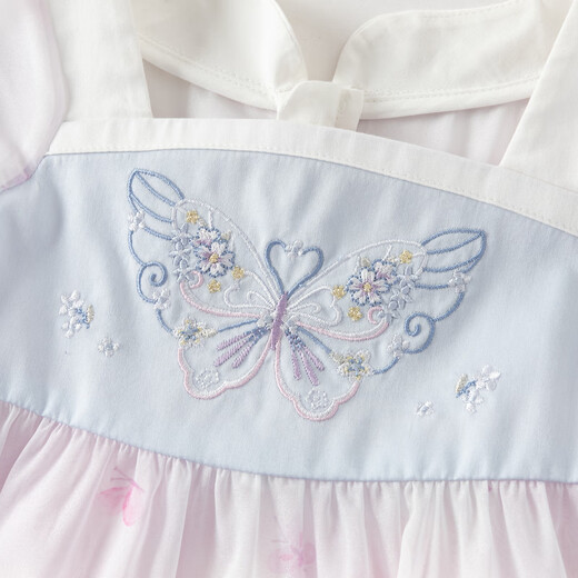 DAVE&BELLA children's skirt children's dress 2026 summer new Chinese style girls Hanfu baby girl mesh skirt children's skirt butterfly print ready stock 120 cm (recommended height 110-120cm)
