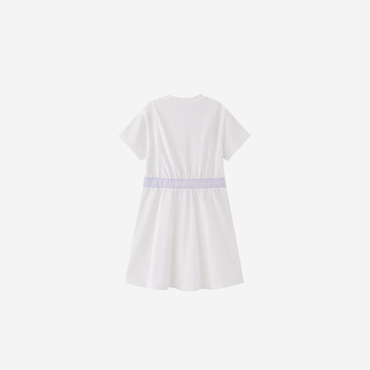 YEEHOO children's skirt girls summer short-sleeved round neck casual cotton dress girl baby 26 new sports skirt Ying's white 110 cm