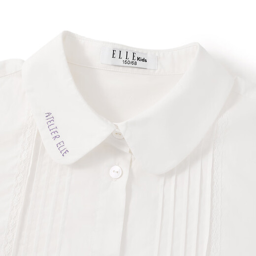 ELLE KIDS children's clothing doll collar embroidered short-sleeved shirt girls summer new French holiday lace top white 130