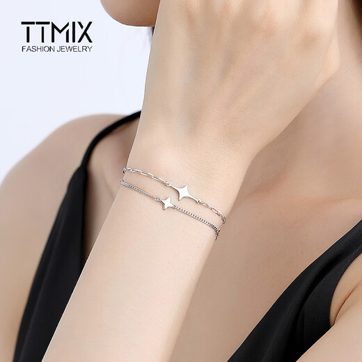 TTMIX shining star platinum bracelet double layer pt950 platinum fashionable temperament women's bracelet 5.7-5.9g 16+3cm