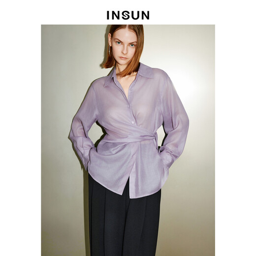 INSUN 2026 spring double-wear access control design waist slimming long-sleeved shirt lavender purple S
