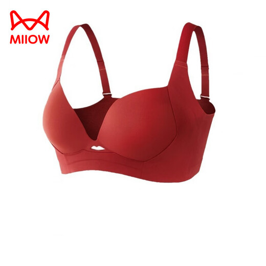 MiiOW lift-up underwear for women with big breasts, anti-sagging, auxiliary breast adjustment, seamless thin large size bra set, skin color high quality version 75B 34
