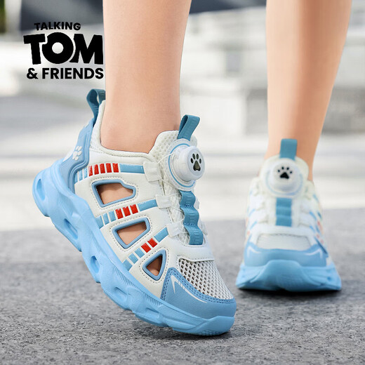 Tom Cat Children's Frame Shoes Boys' Sports Sandals 2026 Summer New Breathable Soft Soled River Tracing Shoes 5-7-15 Years Old XFL206 Baiyue 29 Shoe Inner Length 18.5cm