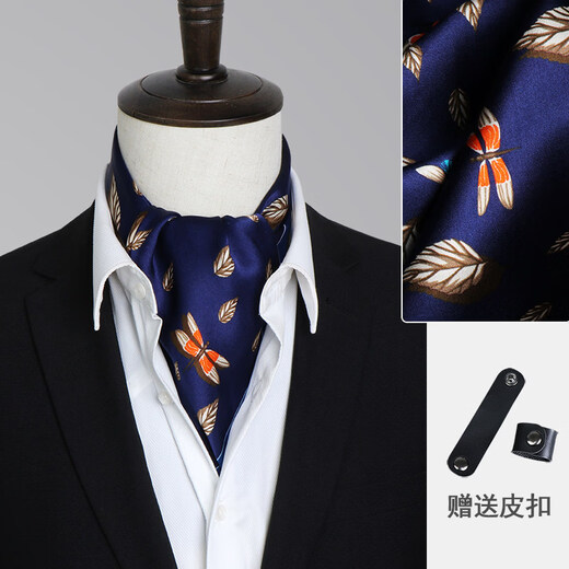 Men's silk scarf, men's silk scarf, silk scarf, small square scarf, suit shirt collar scarf, neck suit scarf, business Great Wall pattern-grey orange