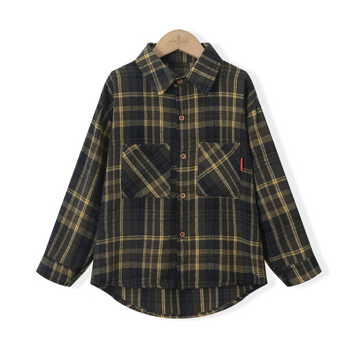 Montagut Children's Korean Style Casual Loose Outdoor Versatile Long Sleeve 2026 Middle and Large Children's Spring and Autumn New Classic Plaid Shirt