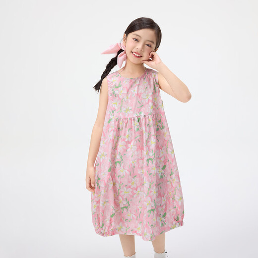 Xiaoyinman children's clothing girls pure cotton sleeveless dress 26 mid-summer big children floral comfortable and cool round neck skirt