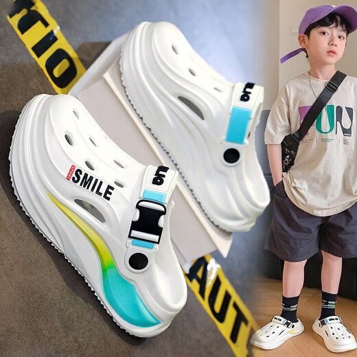 Boys' Baotou Slippers 2026 New Summer Children's Indoor Beach Shoes for Big Children Two-Wear Anti-Slip Crocs for Boys White Purple Main Picture Style 33