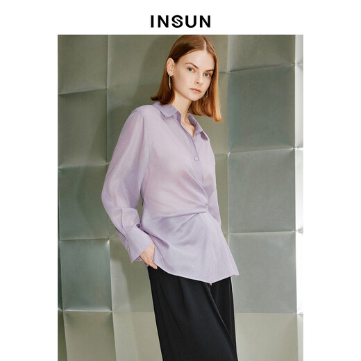 INSUN 2026 spring double-wear access control design waist slimming long-sleeved shirt lavender purple S