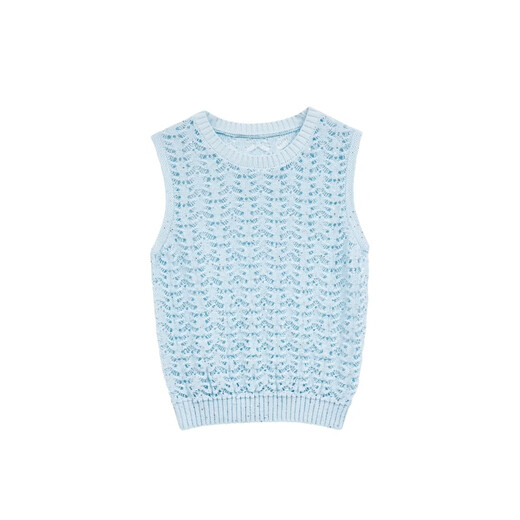 VEROMODA sweater for women 2026 summer new style hollow sequined round neck sleeveless solid color top classic 326224006