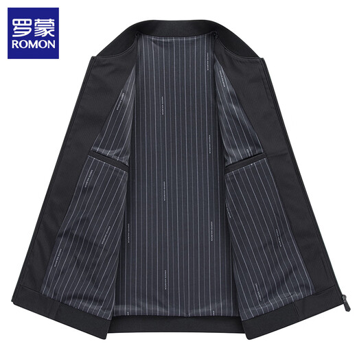 ROMON men's casual jacket 2026 spring new business casual baseball collar jacket men's baseball uniform top Haqing M (170) (recommended weight 90-110Jin Jin equals 0.5 kg)