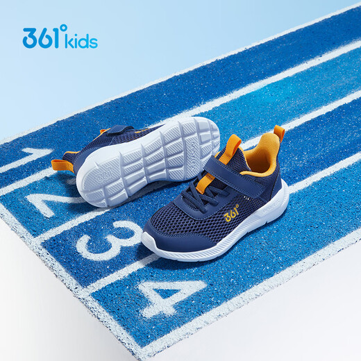 361 Children's Sports Shoes Running Shoes 2026 Summer Summer Boys and Girls 3-12 Years Old Lightweight Large Mesh Running Shoes Blue 30