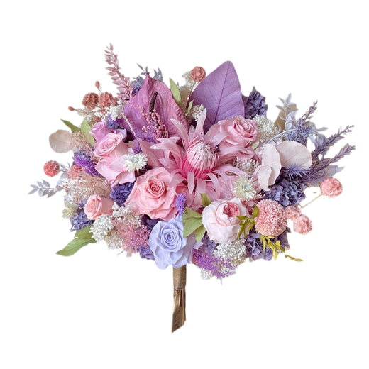 Wisteria rose eternal bouquet emperor flower Austin eternal rose real flower dried flower high-end home flower arrangement gift small bouquet fan-shaped single side 30cm wide all immortal flowers