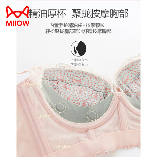 MiiOW Adjustable Beauty Salon Essential Oil Cup Bra Thick Gathering Secondary Breast Anti-Sagging Bra Soft Steel Ring Underwear Women Winter XWT42 Milky White 70A