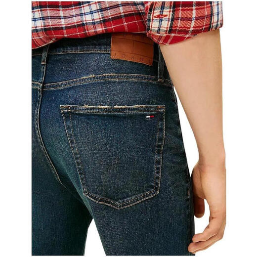 Tommy Hilfiger men's jeans wear-resistant stretch slim fit dark blue daily commuting men's versatile and simple Blue One size fits all | US 32 / 32