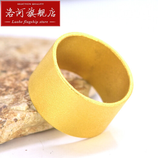 Luohe gold ring simple ancient method inheritance ring pure gold personalized flat matt fashion couple ring 20g 1cm face width