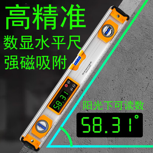 Wenshi Ouzhengqi nivel de pantalla digital nivel electrónico de alta precisión regla de nivelación digital regla de ángulo multifuncional SN3407 pantalla digital magnética fuerte de alta precisión nivel-100 tamaño