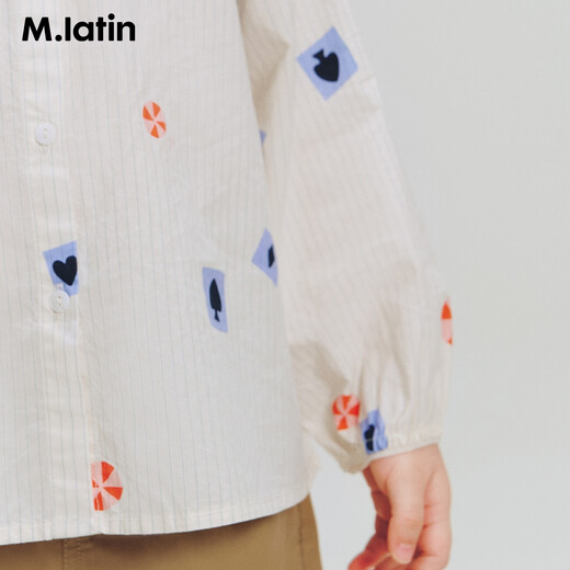 Mar Latin mall same style Maratin children's shirt 26 spring girls artist pattern long-sleeved shirt floral white 120