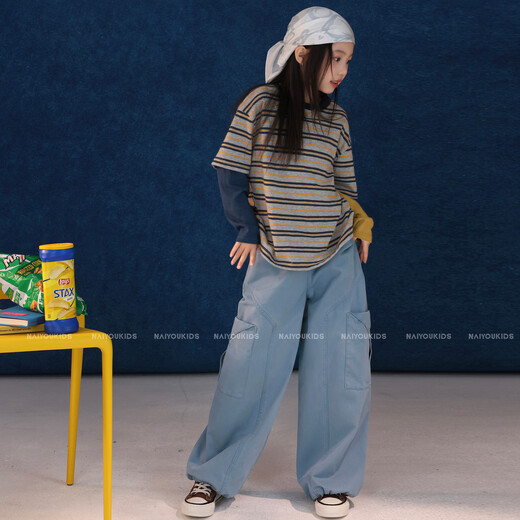 NAIYOUKIDS Renaissance Cream Kids Children's Clothing Girls 2026 New Spring Striped Shirt Children's Casual Tops