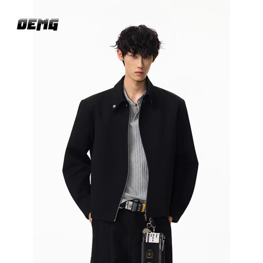 OEMG American design S zipper jacket men's spring and autumn niche short high-end fashion brand top loose jacket black high quality XL recommended 110-130Jin Jin equals 0.5 kg