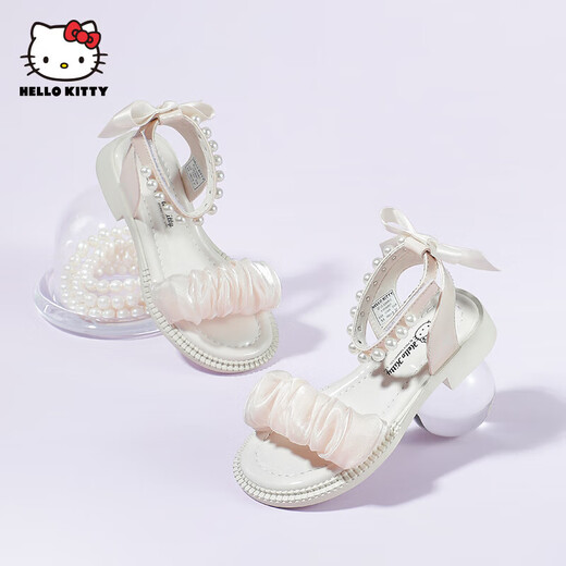 HELLOKITTY children's shoes girls open toe sandals children's summer little girl soft bottom princess fashion sandals 6801 beige 33