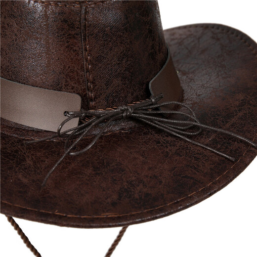 Cowboy hat cow head belt rivet jazz hat men and women spring, summer and autumn outdoor travel visor big brim Tibetan western camel M (56-58cm)