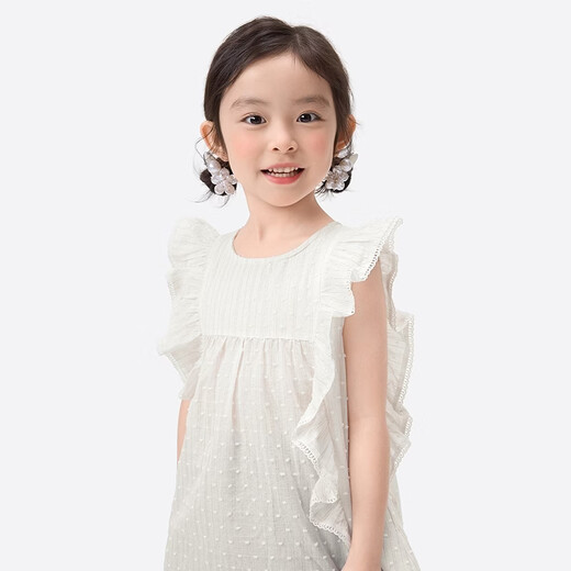 Xiaoyinman children's clothing for girls, soft and waxy jacquard shirt, playful and cute 26 summer children's casual small flying sleeve top