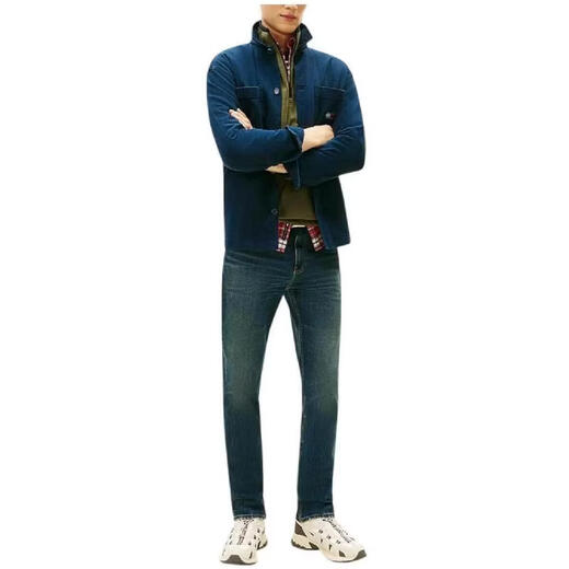 Tommy Hilfiger men's jeans wear-resistant stretch slim fit dark blue daily commuting men's versatile and simple Blue One size fits all | US 32 / 32