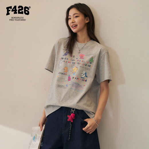 F426 City Hunter Series Summer New Cool Quick-Drying Antibacterial Graffiti Letters Short-Sleeved T-Shirt Off-White S