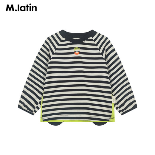 M.Latin Maratin children's T-shirt 26 spring new style boys and girls light outdoor contrast color splicing breathable long-sleeved T-shirt black strip 120