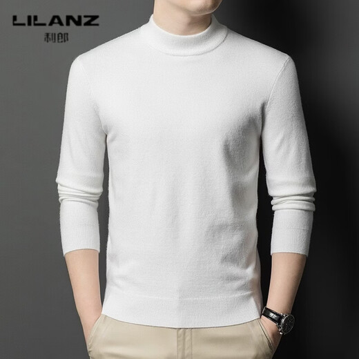 LILANZ cardigan men's winter half turtleneck 100% pure wool thickened warm solid color bottoming sweater for men new camel thickened 2XL (100)