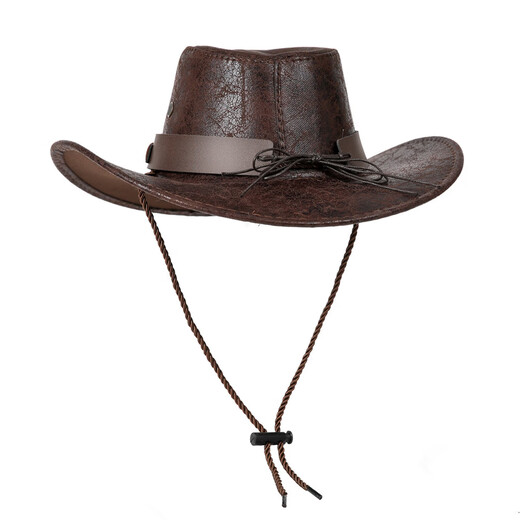 Cowboy hat cow head belt rivet jazz hat men and women spring, summer and autumn outdoor travel visor big brim Tibetan western camel M (56-58cm)