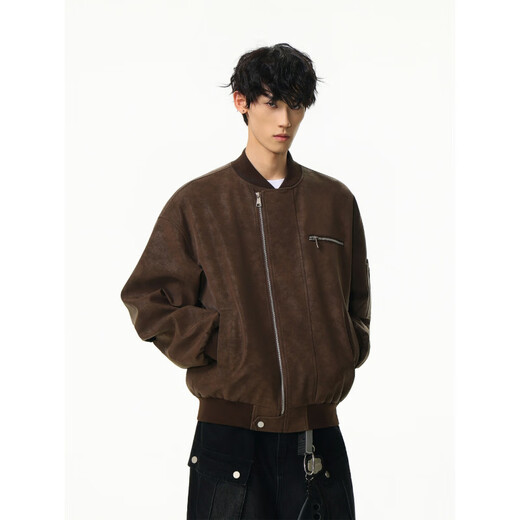 American Retro Leather Jacket Men's Style 2025 Spring and Autumn New Style Street Motorcycle Suit Popular Jacket Top Black 2XL