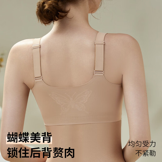 Tingmei (GRACEWELL) Big Breast Reducing Small Bra Women's Thin Seamless Front Button Zipper Pull-Up Anti-sagging Breast Reduction Sports Shockproof Bra Black One Pull to Make You Slim - Light and Traceless M Suitable for BCD cup, recommended 80-100Jin Jin is equal to 0.5kg
