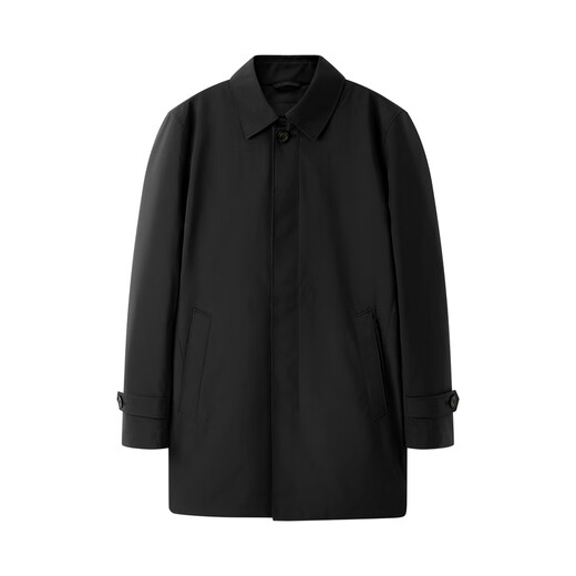 YOUNGOR windbreaker men's lapel long down windbreaker polyester fiber removable down liner VEYF429948ABA black L 175/96A